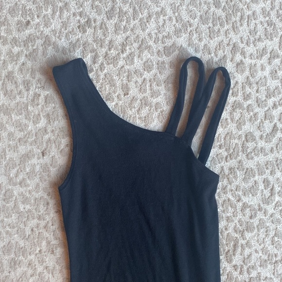 LNA Black Ziniti Ribbed Asymmetric Knit Mini Dress, size XS - Picture 5 of 8